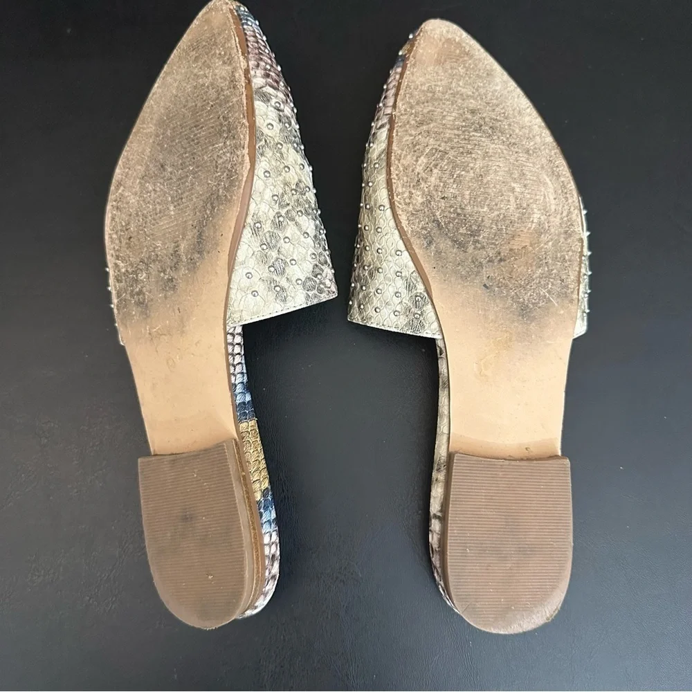 Steve Madden Size 8.5 Trace -B Leather Pointed Toe Mules Snake Animal Print - Picture 8 of 10